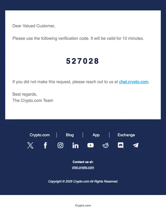 Crypto.com otp email