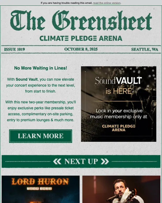 Climate Pledge Arena newsletter email