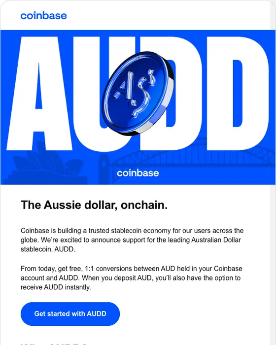 Coinbase product launch email