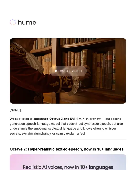 Hume product launch email