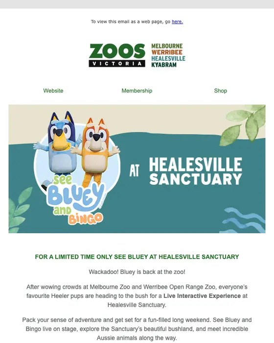 Zoos Victoria promotional email