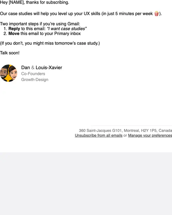 Growth.Design double opt in email