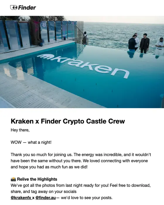 Kraken x Finder email