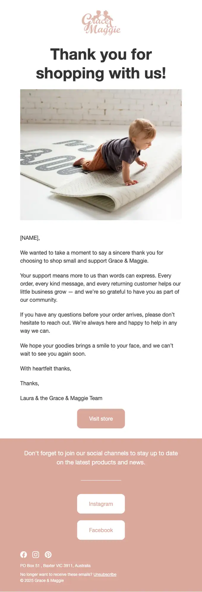 Grace & Maggie thank you email, full length