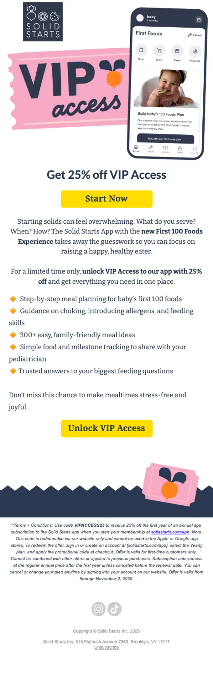 Solid Starts discount offer email, full length