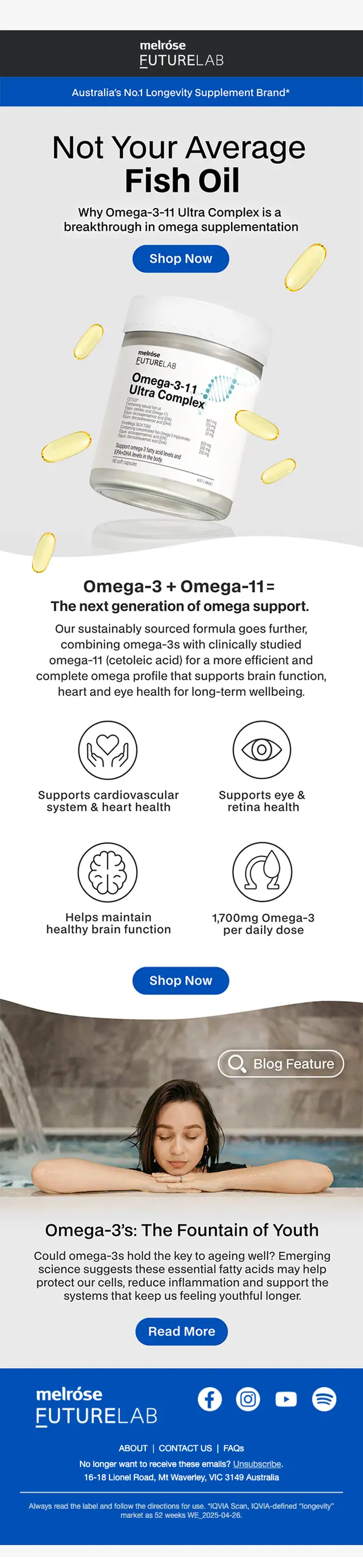 Melrose Health product launch email, full length