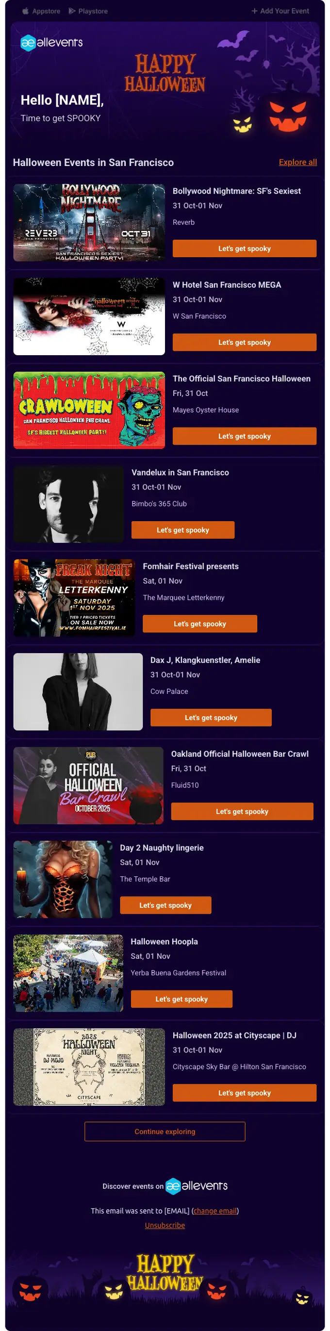 AllEvents event invite email, full length
