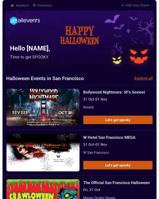 AllEvents event invite email