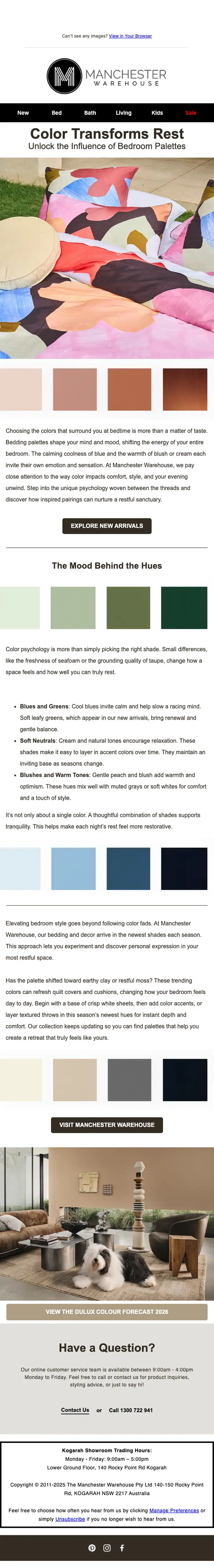 Manchester Warehouse promotional email, full length