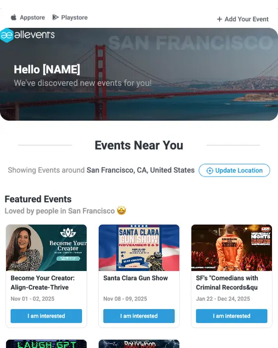 AllEvents newsletter email