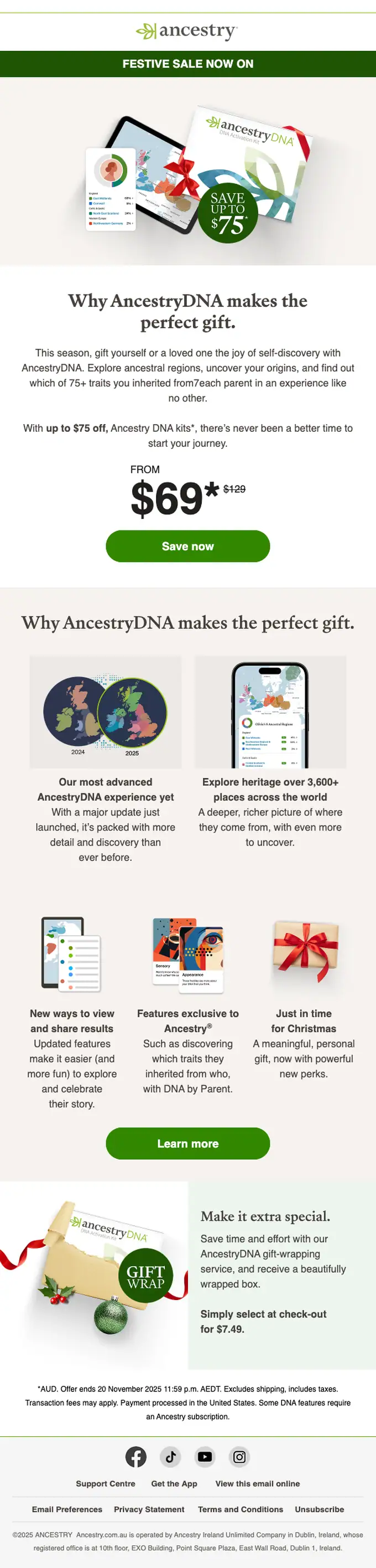 Ancestry seasonal email, full length