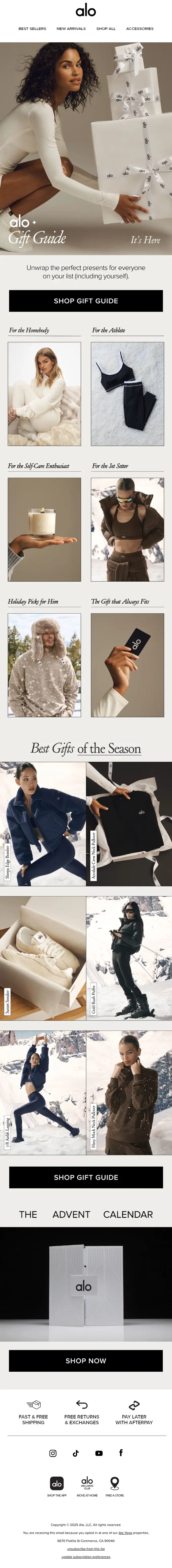 ALO seasonal email, full length