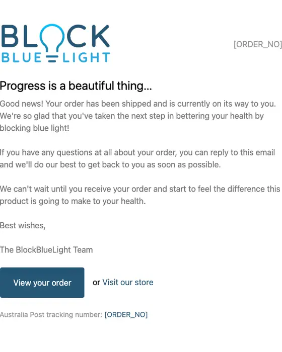 BlockBlueLight AU shipping email