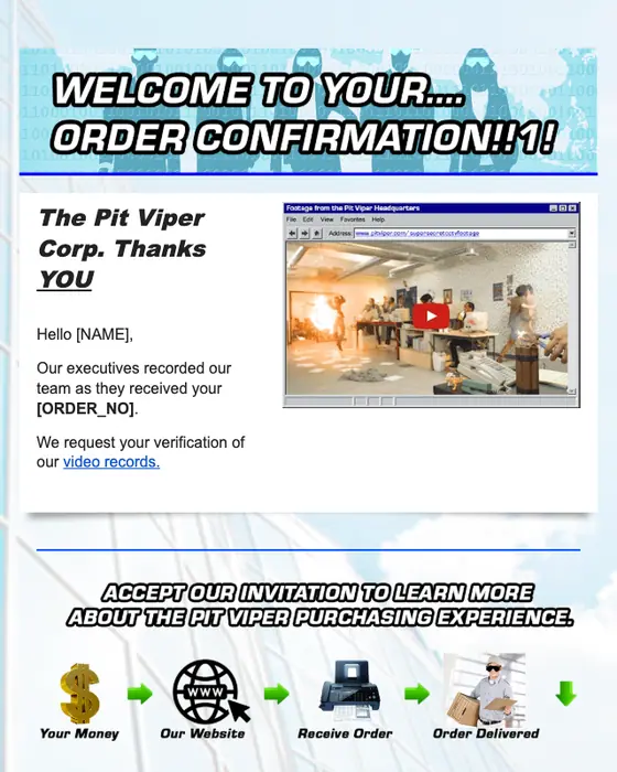Pit Viper Australia order confirmation email