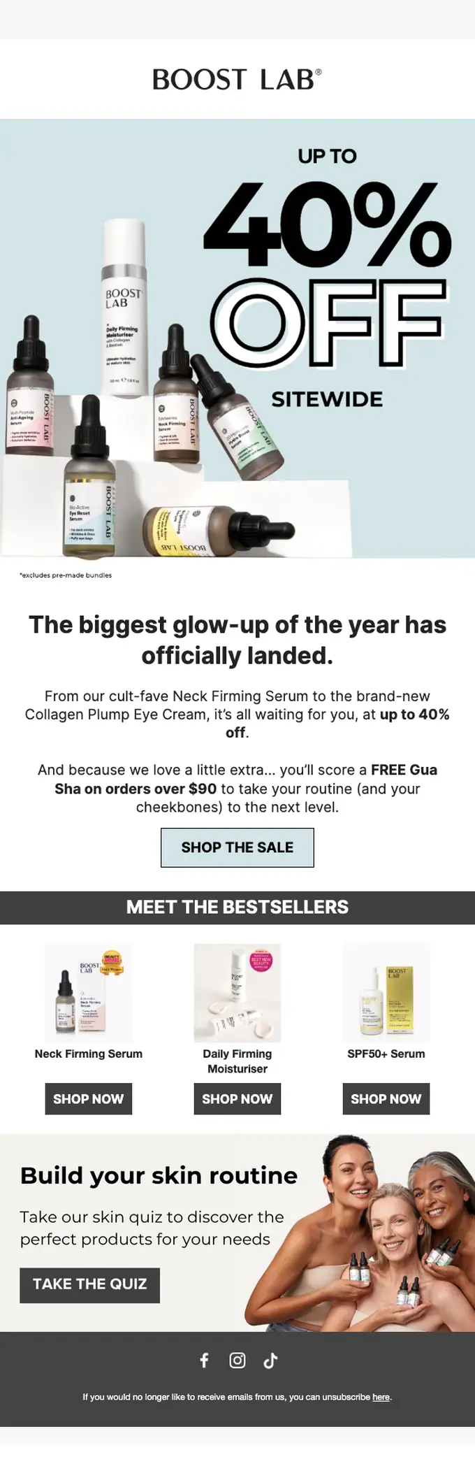 BOOST LAB sale email, full length