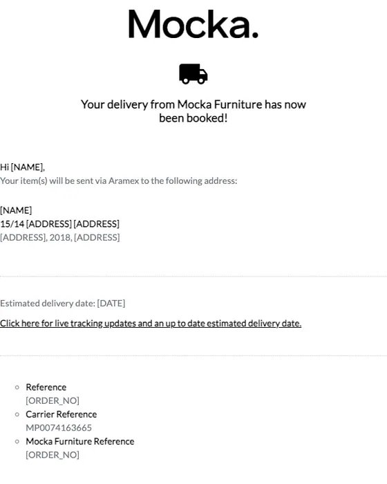 Machship tracking email