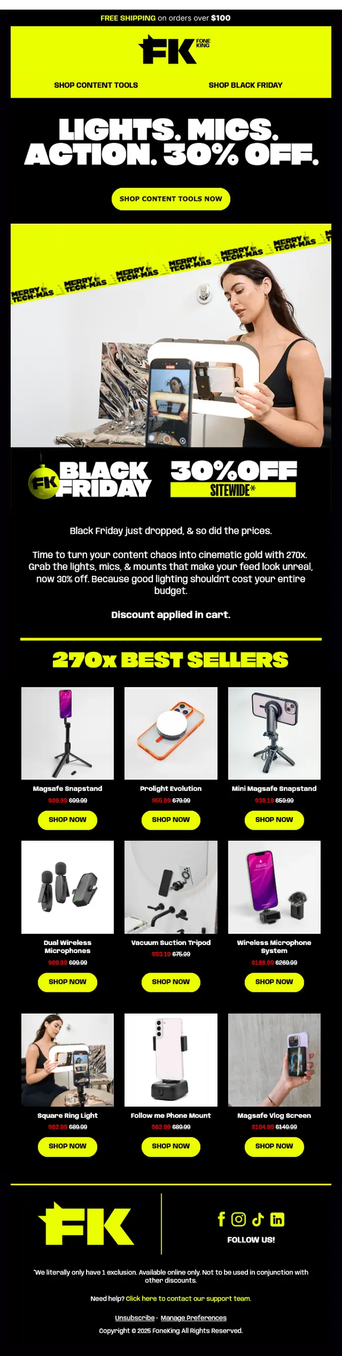 Fone King promotional email, full length