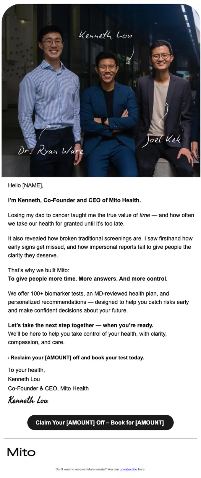 Mito Health re engagement email, full length