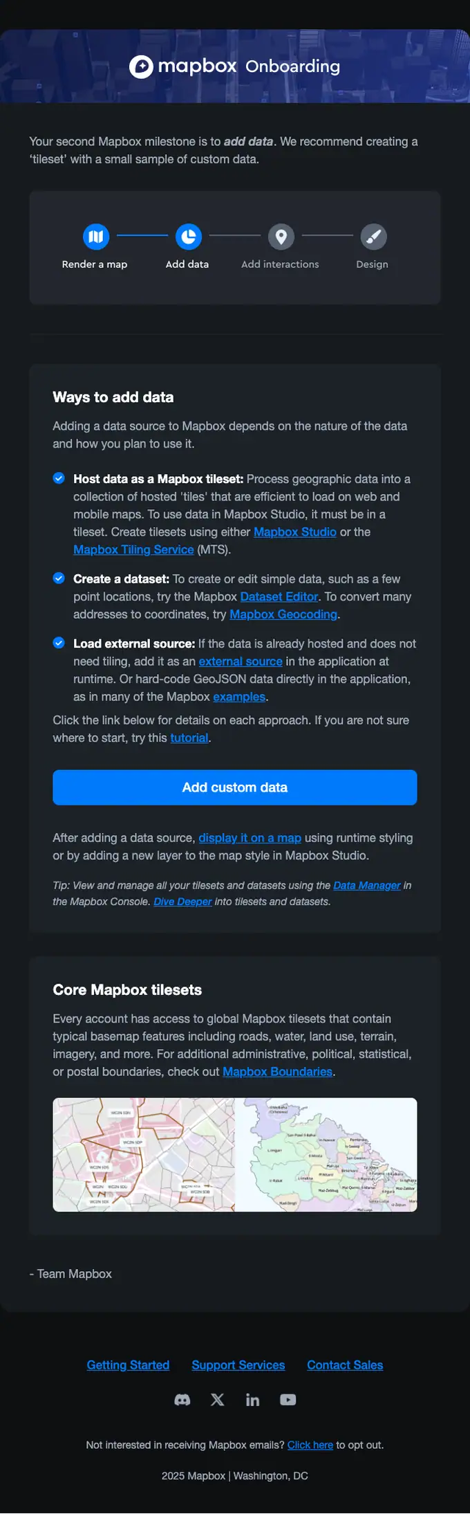 Mapbox onboarding email, full length