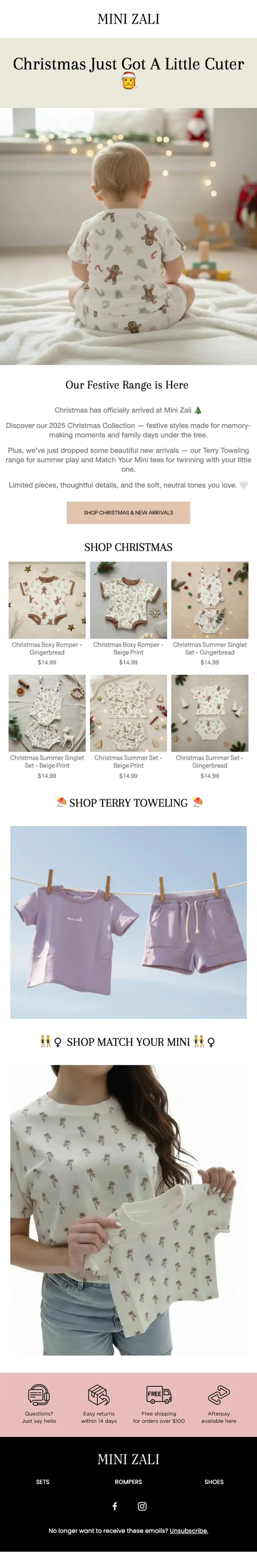 Mini Zali seasonal email, full length