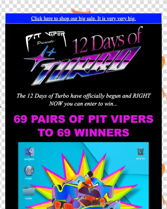 Pit Viper Australia promotional email