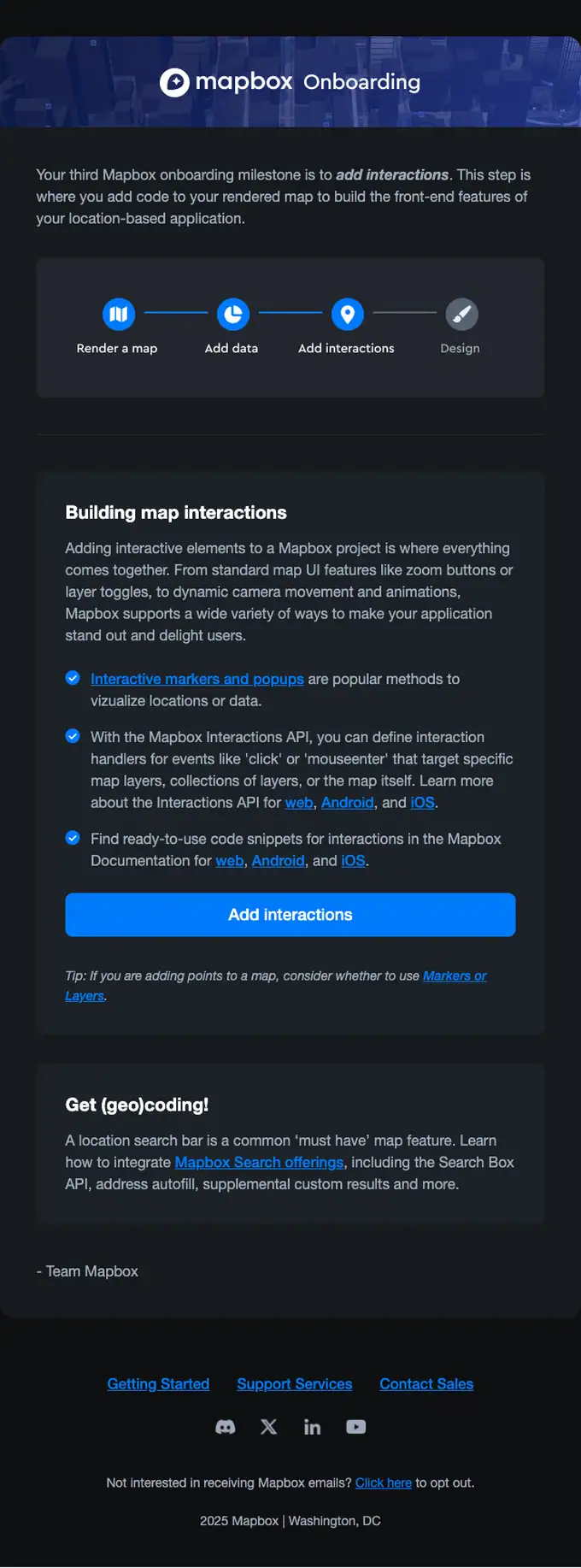 Mapbox onboarding email, full length