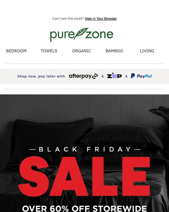 Pure Zone Black Friday email