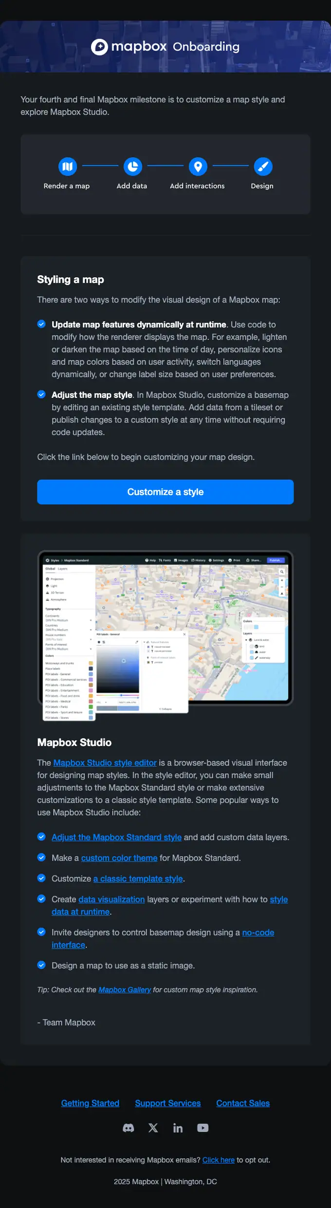 Mapbox onboarding email, full length