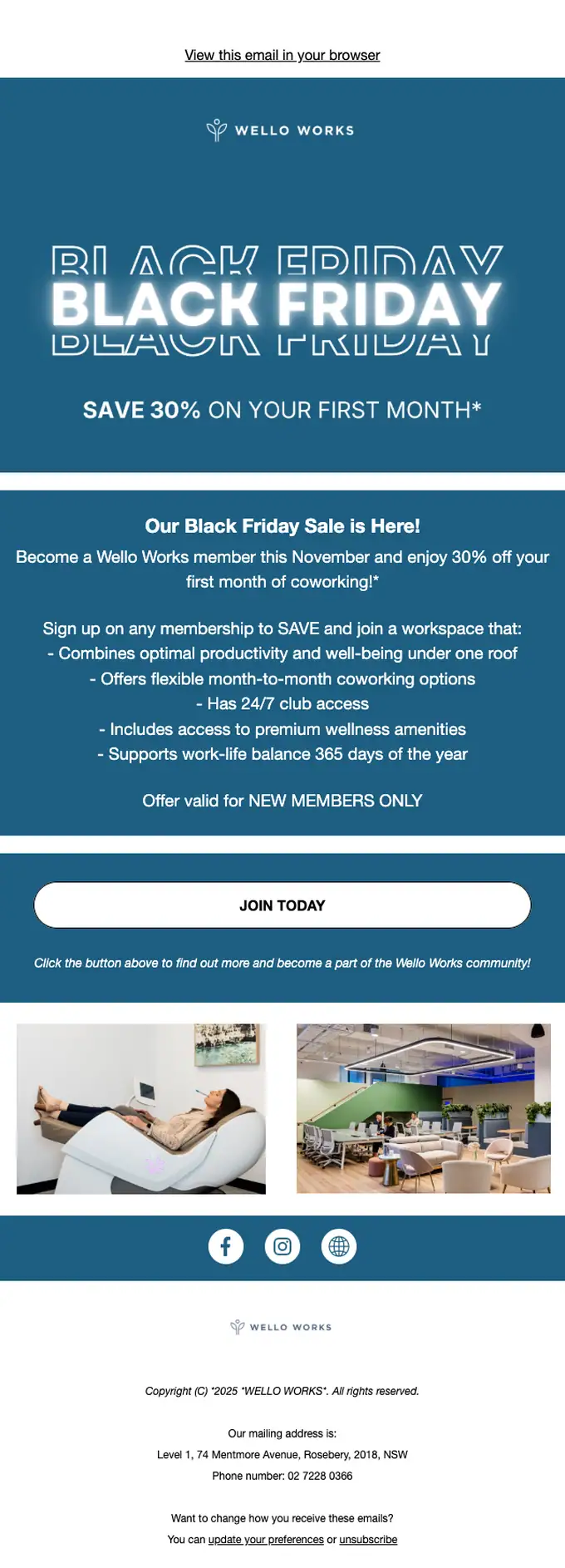Wello Works sale email, full length