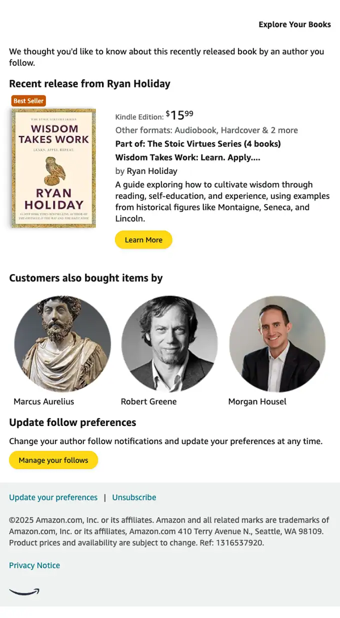 Amazon.com product launch email, full length