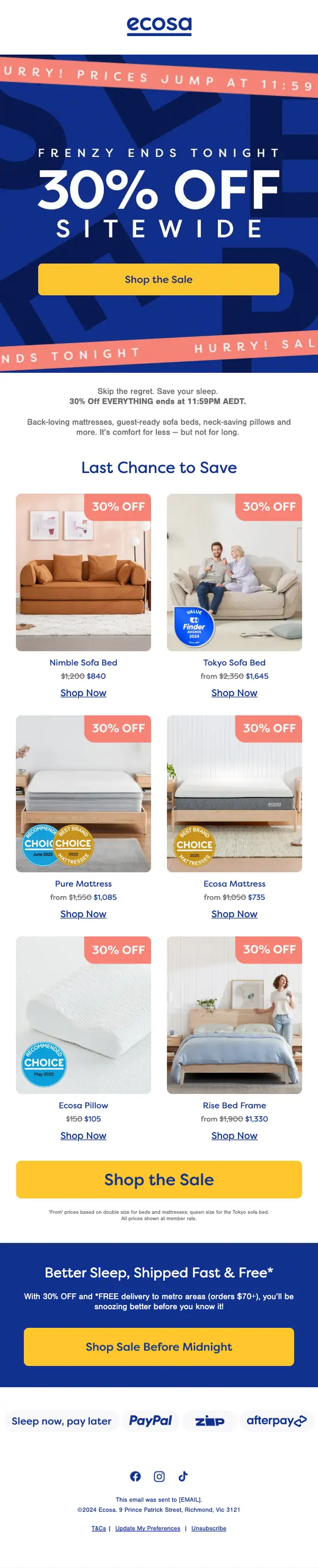 Ecosa sale email, full length
