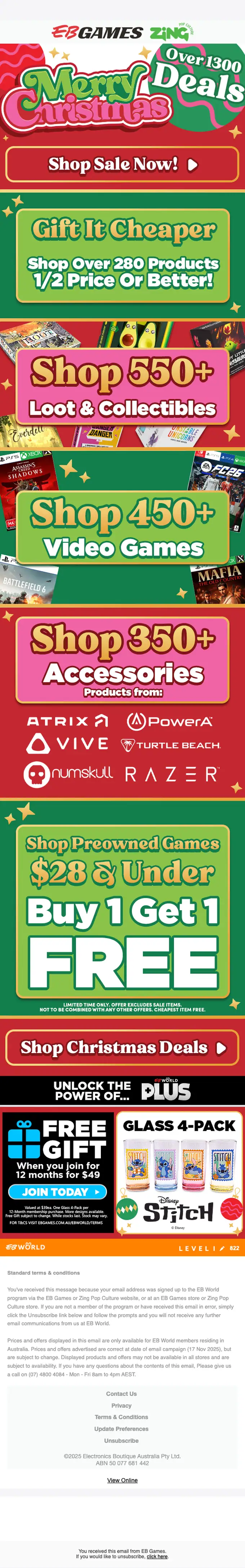 EB Games sale email, full length