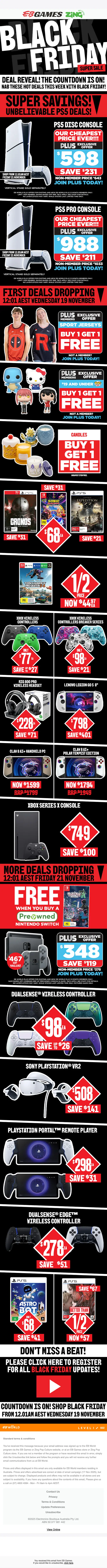 EB Games sale email, full length
