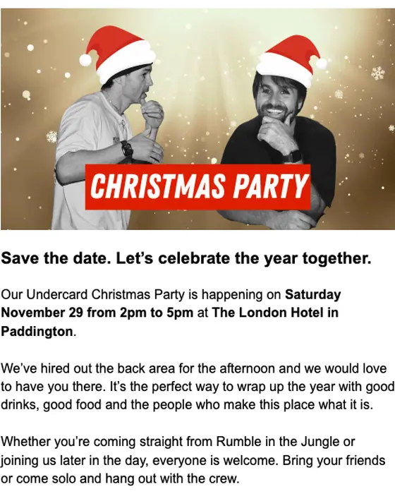 Undercard Boxing Christmas email