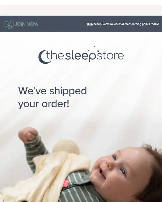 The Sleep Store Australia shipping email