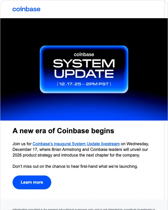 Coinbase event invite email