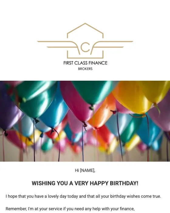 First Class Finance Brokers seasonal email