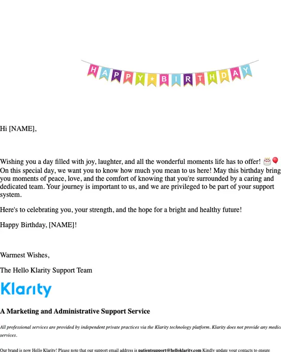 Klarity seasonal email
