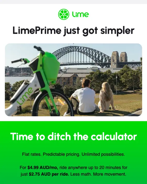 Lime product launch email