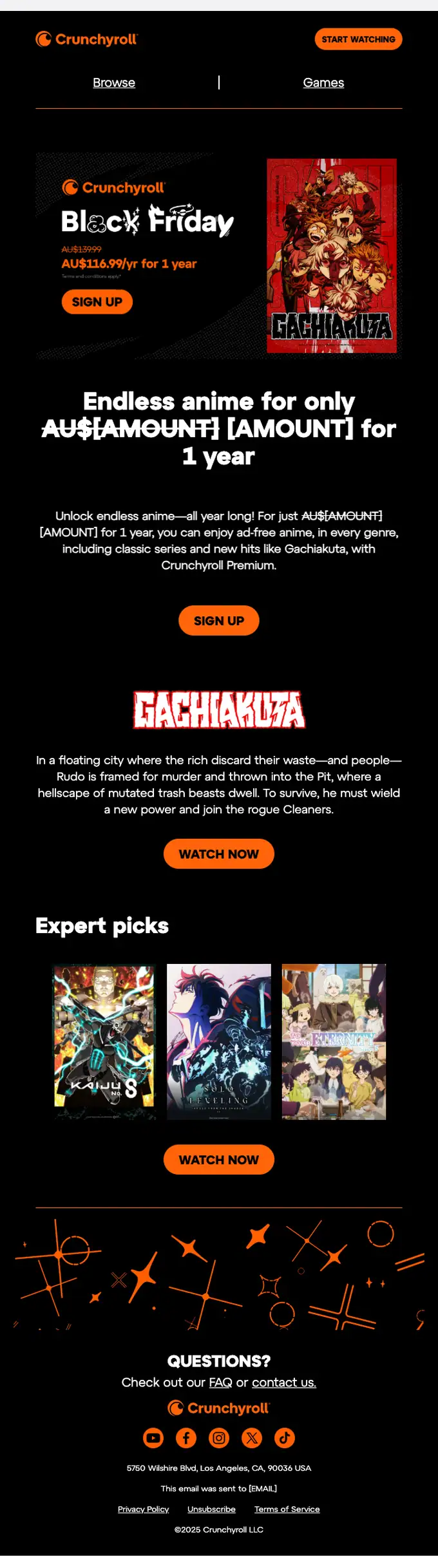 Crunchyroll discount offer email, full length