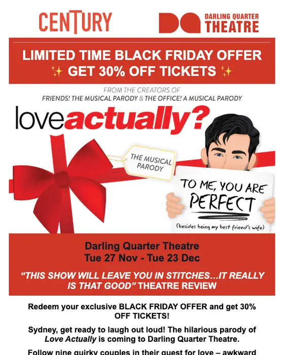 Century - Darling Quarter Theatre Black Friday email