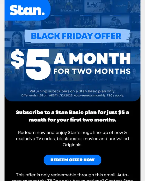 Stan. discount offer email