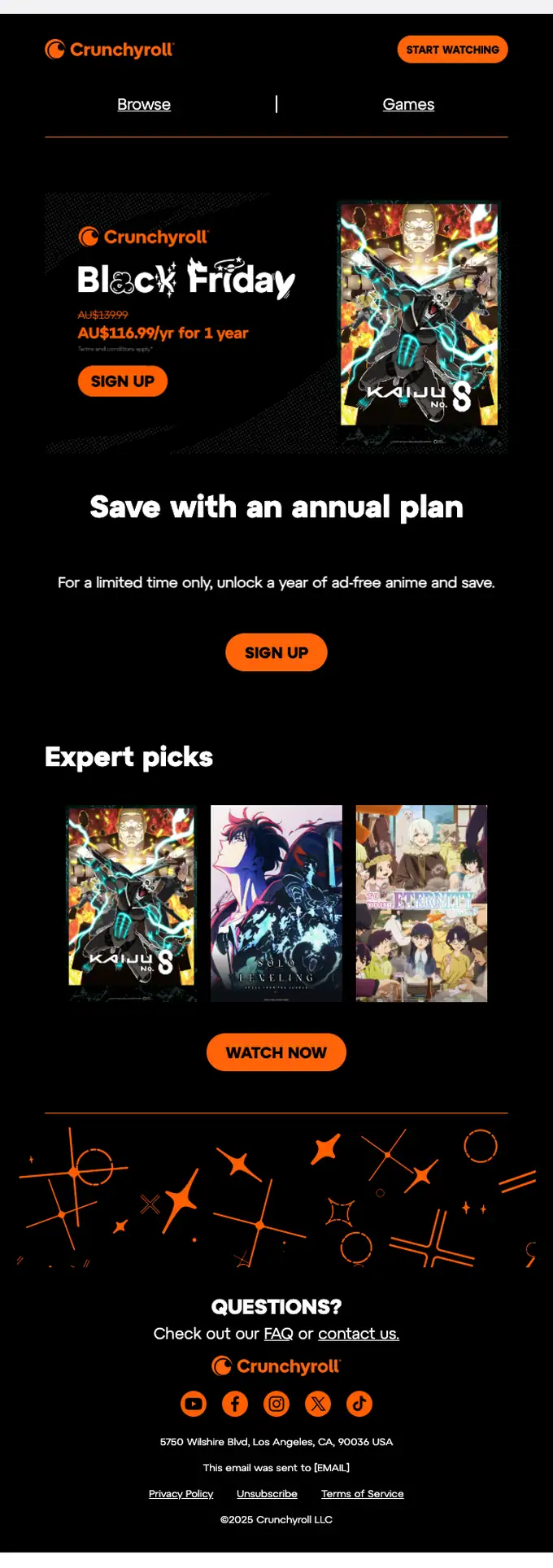 Crunchyroll discount offer email, full length