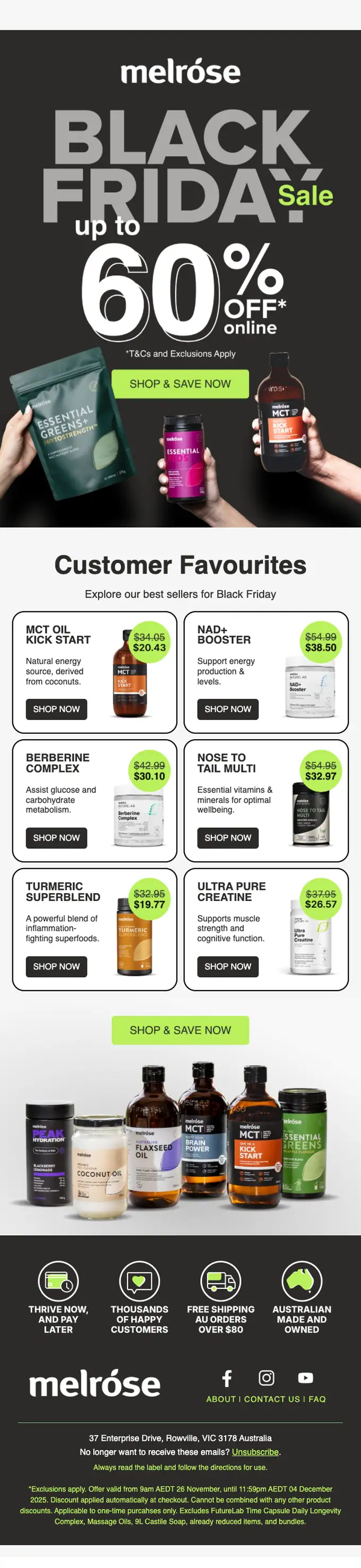 Melrose Health sale email, full length