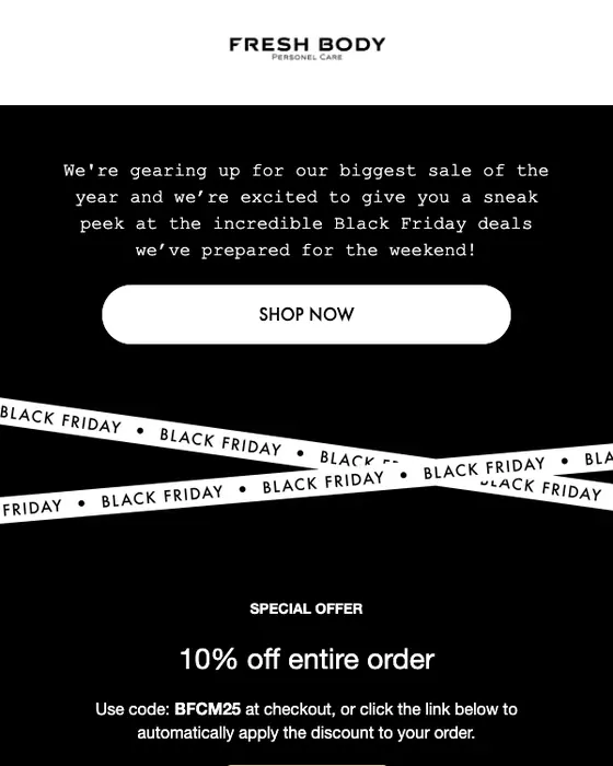 Fresh Body sale email