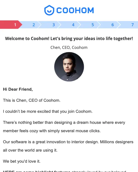 Coohom welcome email