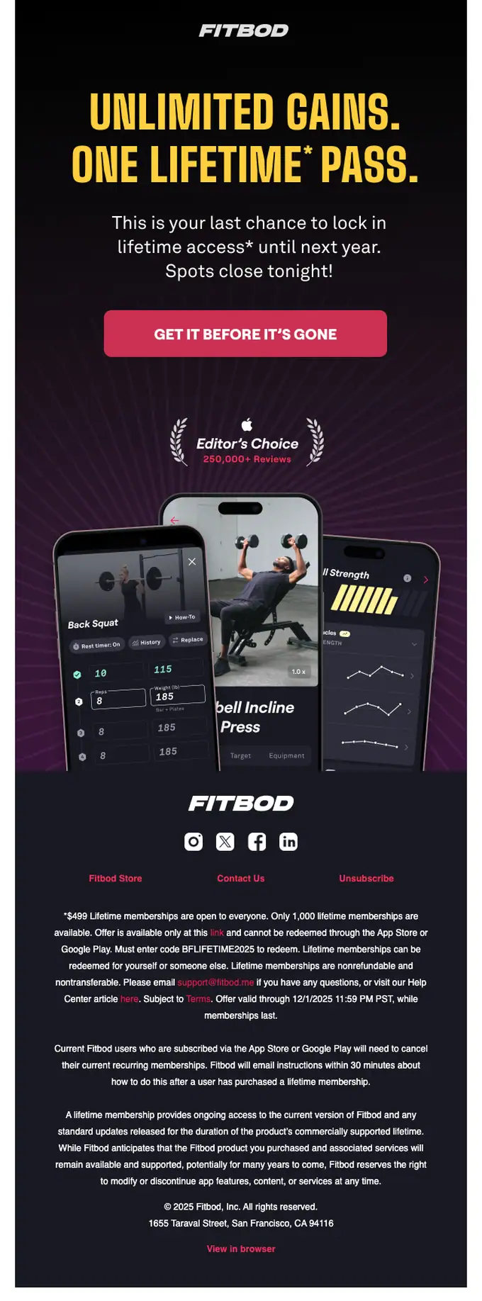Fitbod expiration notice email, full length