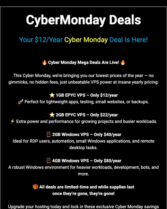 SolidVPS Cyber Monday email