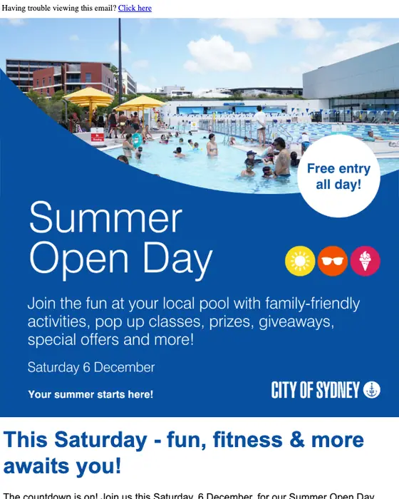 Belgravia Leisure event invite email