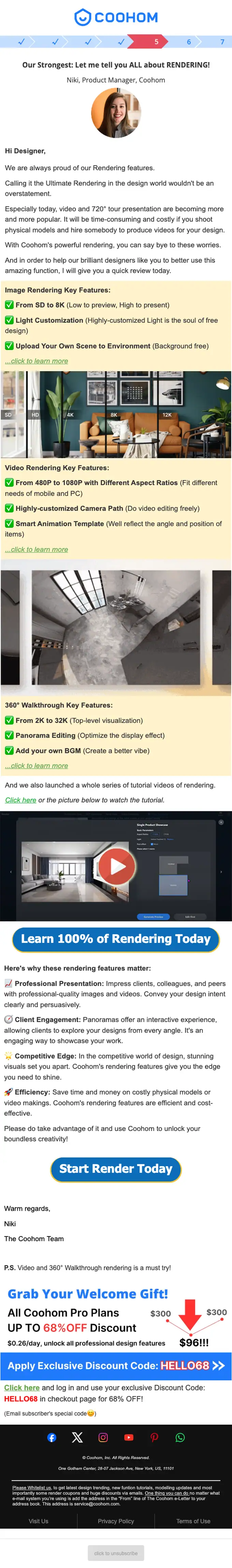 Coohom promotional email, full length